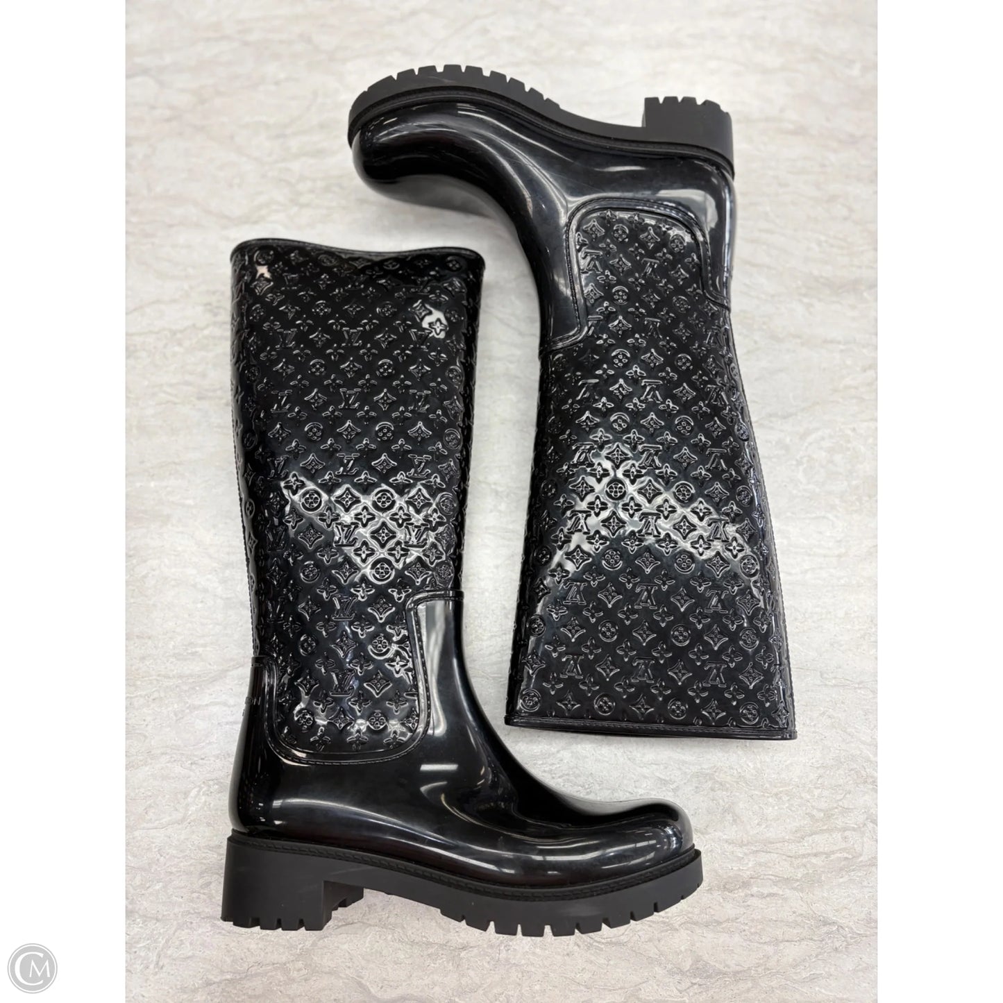 Boots Luxury Designer By Louis Vuitton In Black, Size: 7