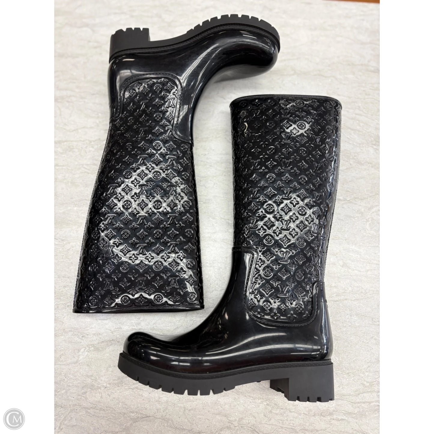 Boots Luxury Designer By Louis Vuitton In Black, Size: 7