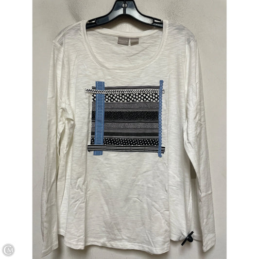 Top Long Sleeve By Chicos In Blue & White, Size: L