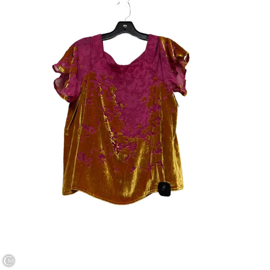 Top Short Sleeve By Maeve In Pink & Yellow, Size: S