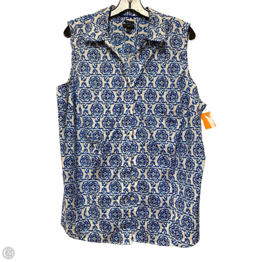 Top Sleeveless By Talbots In Blue & White, Size: 2x