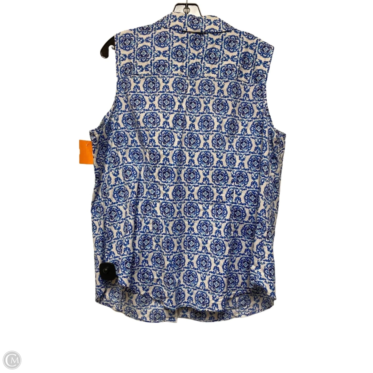 Top Sleeveless By Talbots In Blue & White, Size: 2x