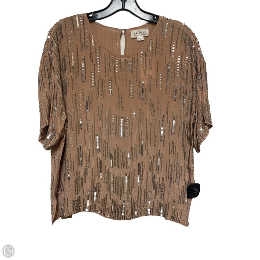Top Short Sleeve By Velvet By Graham & Spencer In Brown & Silver, Size: S