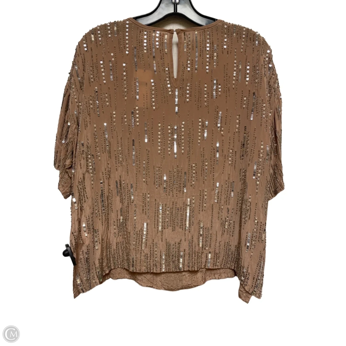 Top Short Sleeve By Velvet By Graham & Spencer In Brown & Silver, Size: S