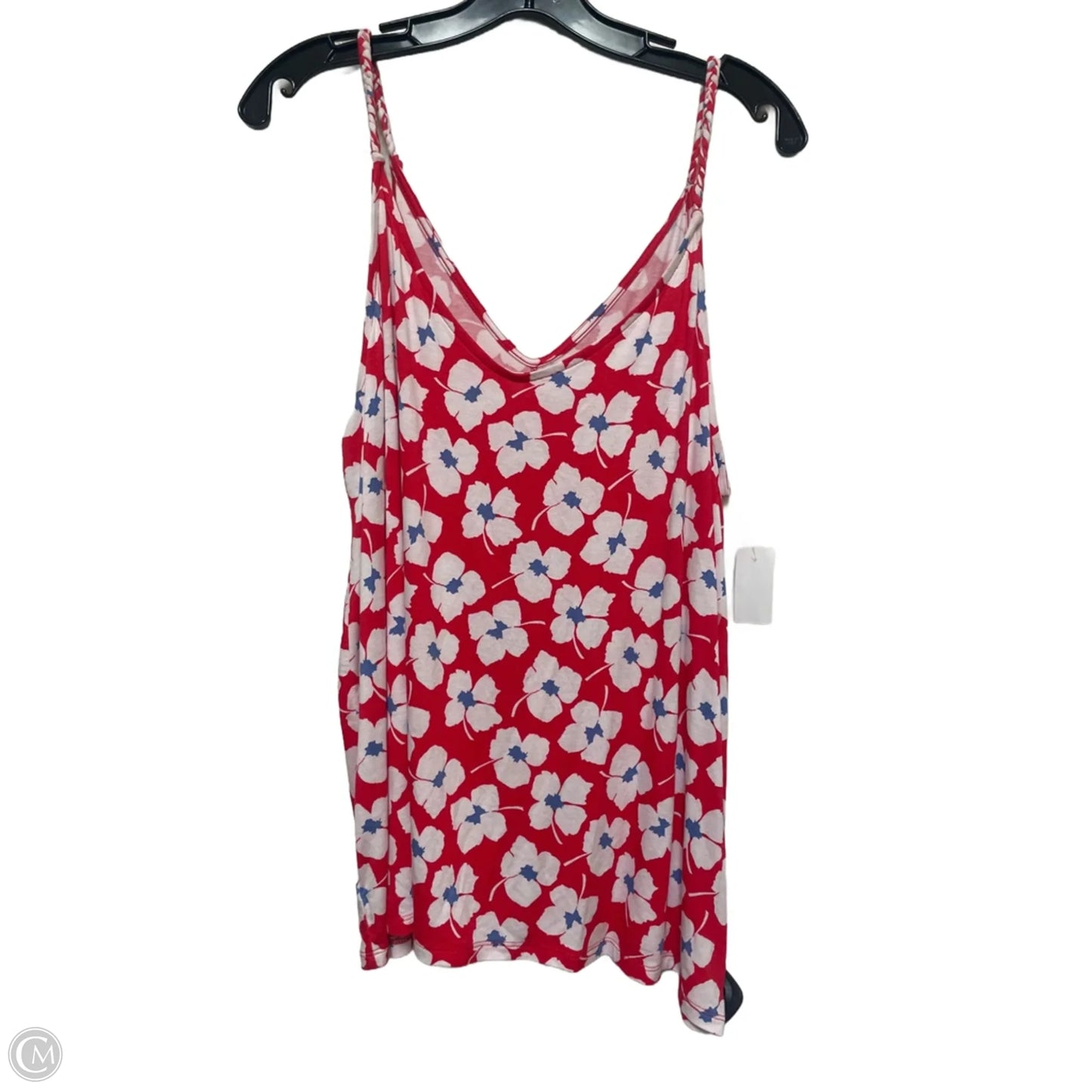Top Sleeveless By Loft In Red & White, Size: Xl