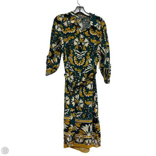 Dress Casual Midi By Figuero & Flower In Green & Yellow, Size: S