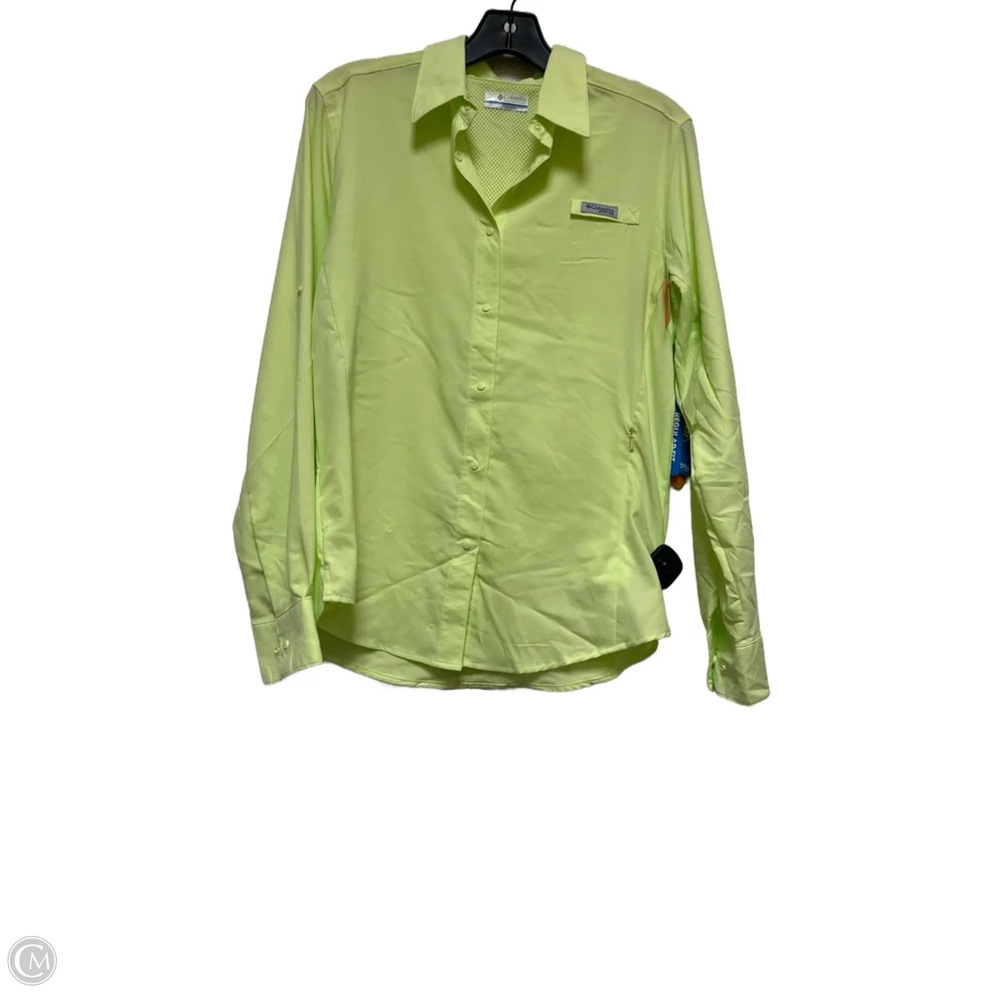 Athletic Top Long Sleeve Collar By Columbia In Green, Size: M