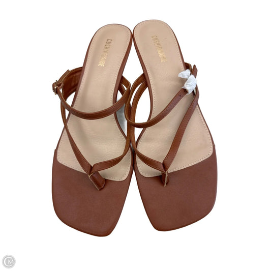 Sandals Heels Kitten By Cushionaire In Brown, Size: 9