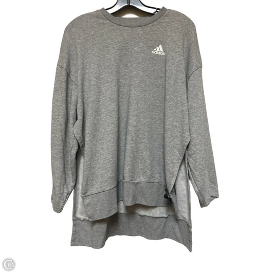 Athletic Top Long Sleeve Crewneck By Adidas In Grey & White, Size: S