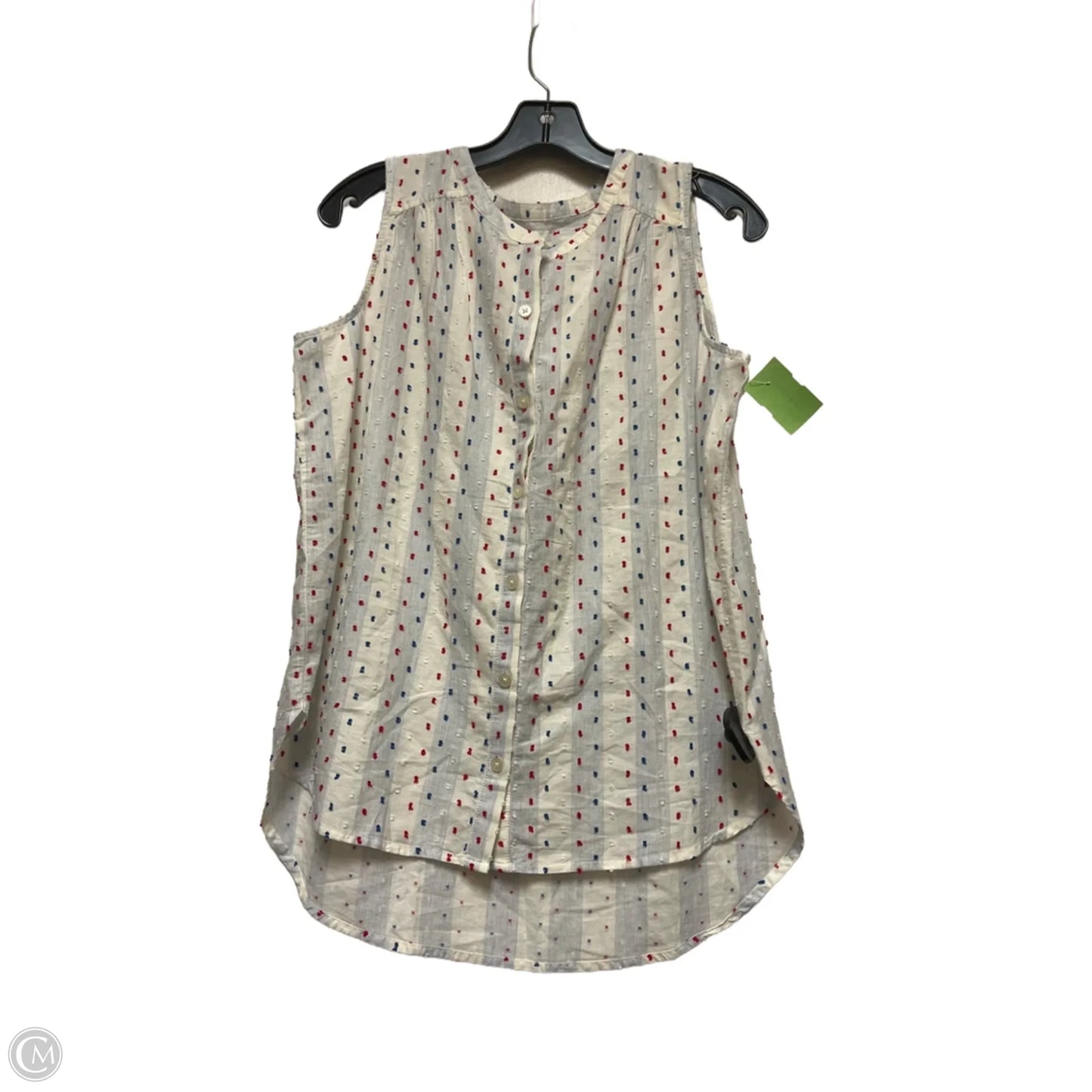 Top Sleeveless By Loft In Blue Red & White, Size: S