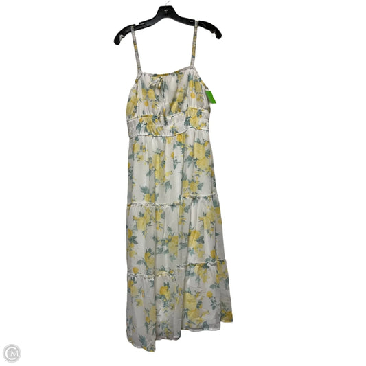 Dress Casual Midi By Trixxi In White & Yellow, Size: L