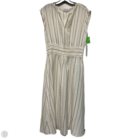 Dress Casual Midi By Calvin Klein In Striped Pattern, Size: M
