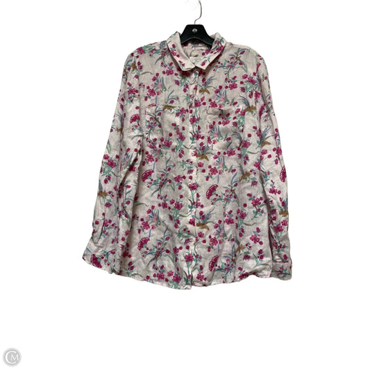 Top Long Sleeve By Charter Club In Floral Print, Size: Xl