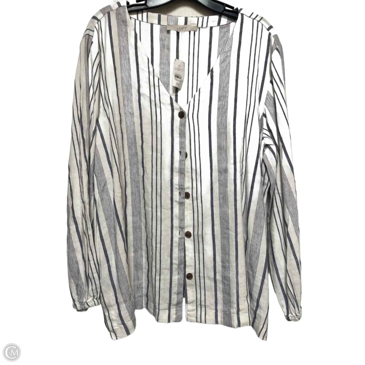 Top Long Sleeve By Loft In Striped Pattern, Size: Xxl