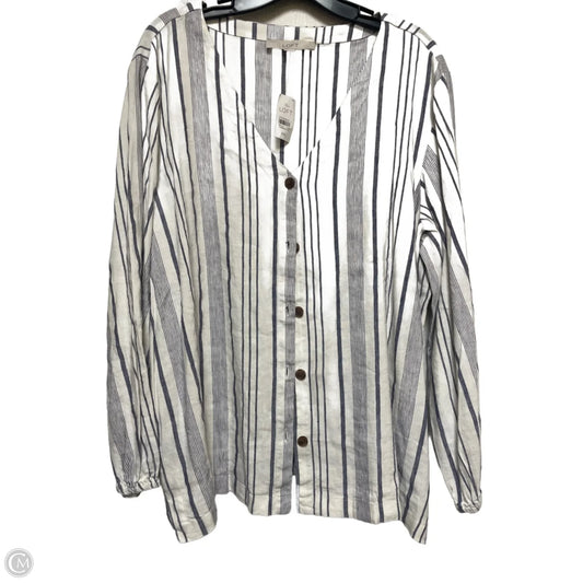 Top Long Sleeve By Loft In Striped Pattern, Size: Xxl