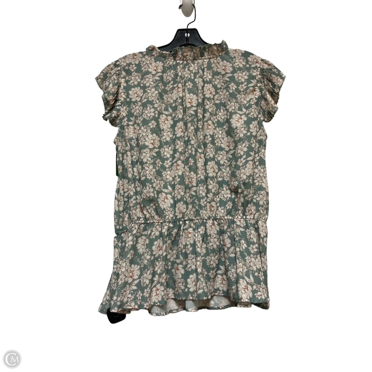 Top Short Sleeve By Voy In Cream & Green, Size: L