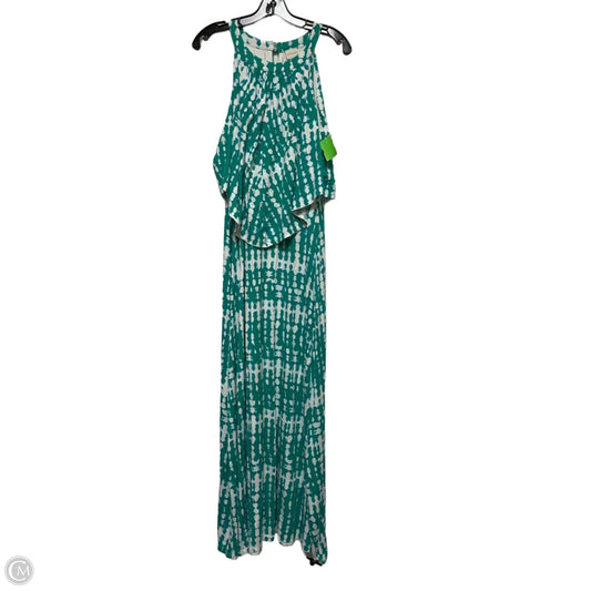 Dress Casual Maxi By Chicos In Green & White, Size: L