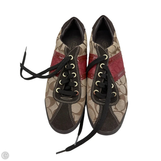 Shoes Designer By Coach In Brown & Red, Size: 8