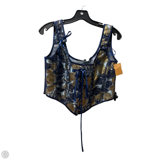 Top Sleeveless By Anthropologie In Blue & Gold, Size: L