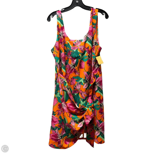 Dress Casual Short By Express In Orange & Pink, Size: Xl