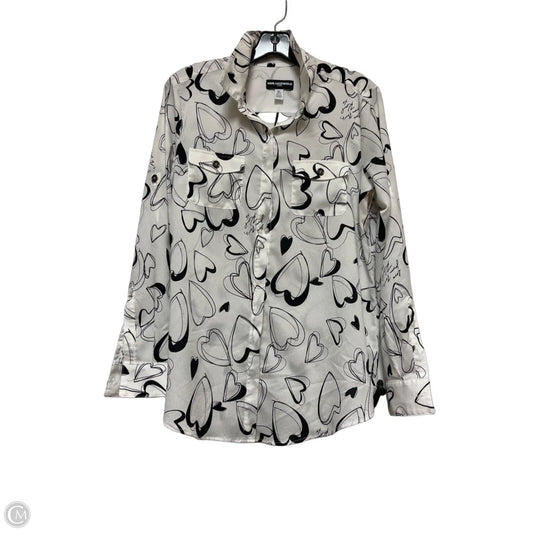 Top Long Sleeve Designer By Karl Lagerfeld In Black & White, Size: M