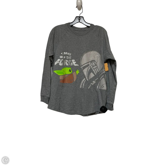 Top Long Sleeve Basic By Disney In Grey, Size: S