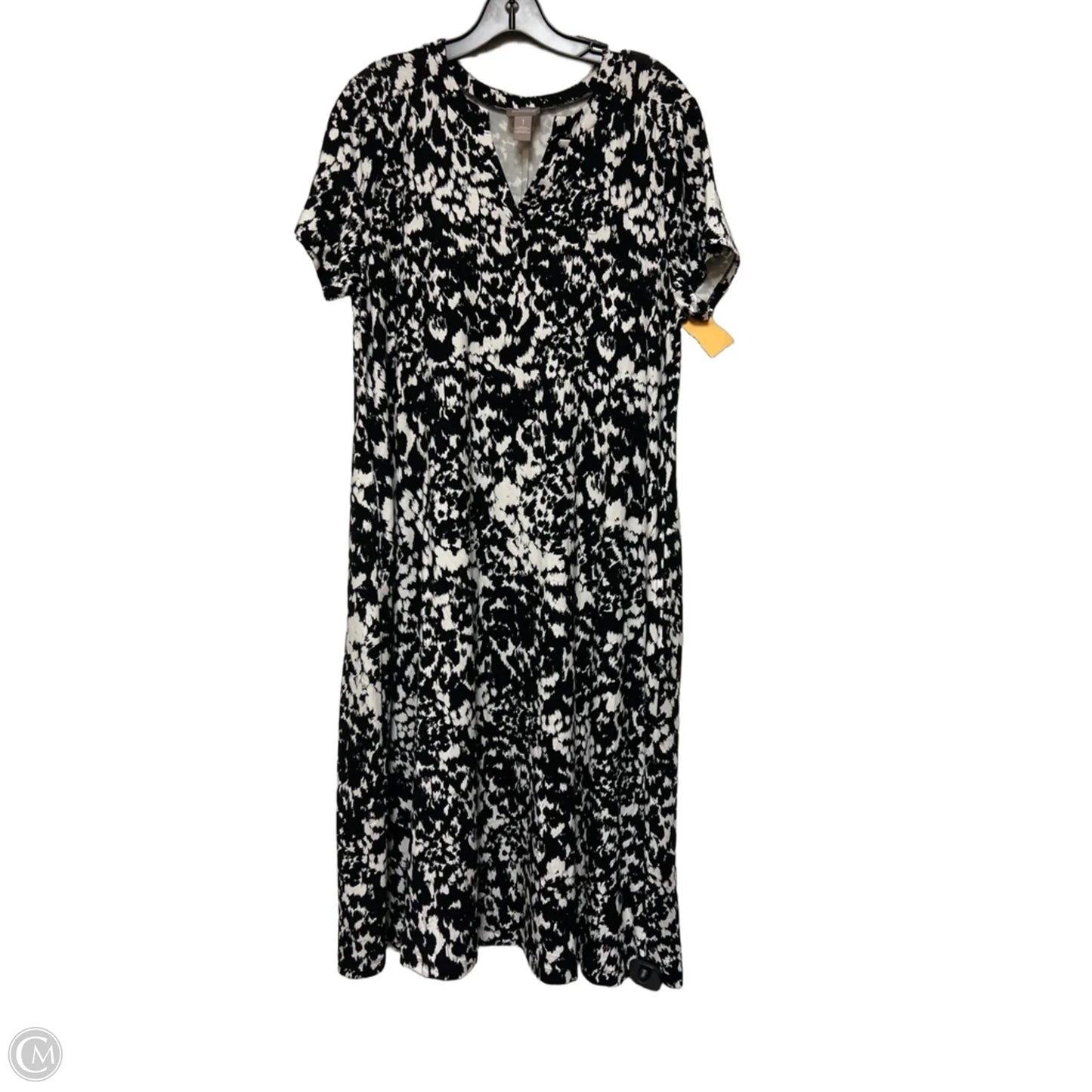 Dress Casual Midi By Chicos In Black & White, Size: M