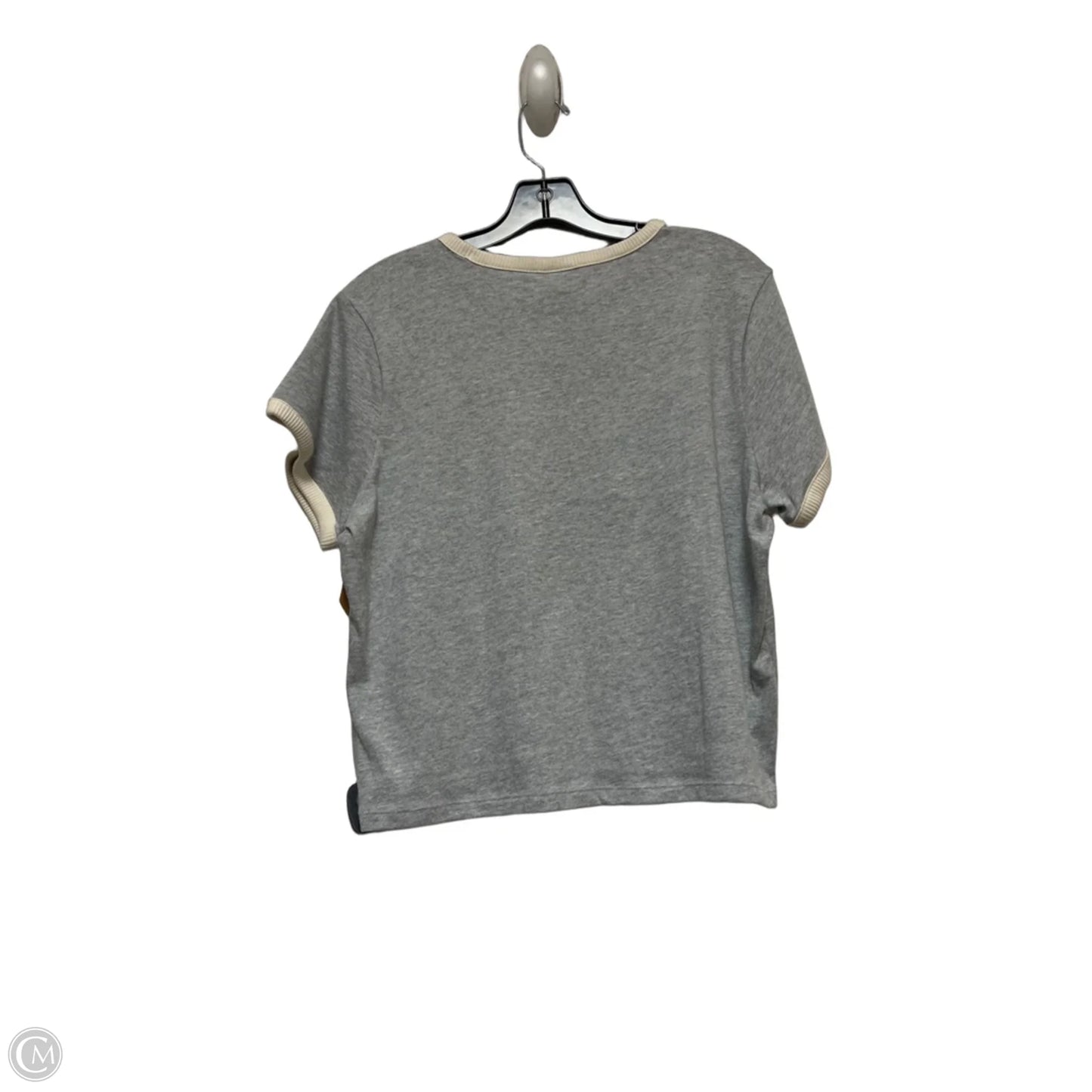 Top Short Sleeve Basic By Pink In Cream & Grey, Size: Xl