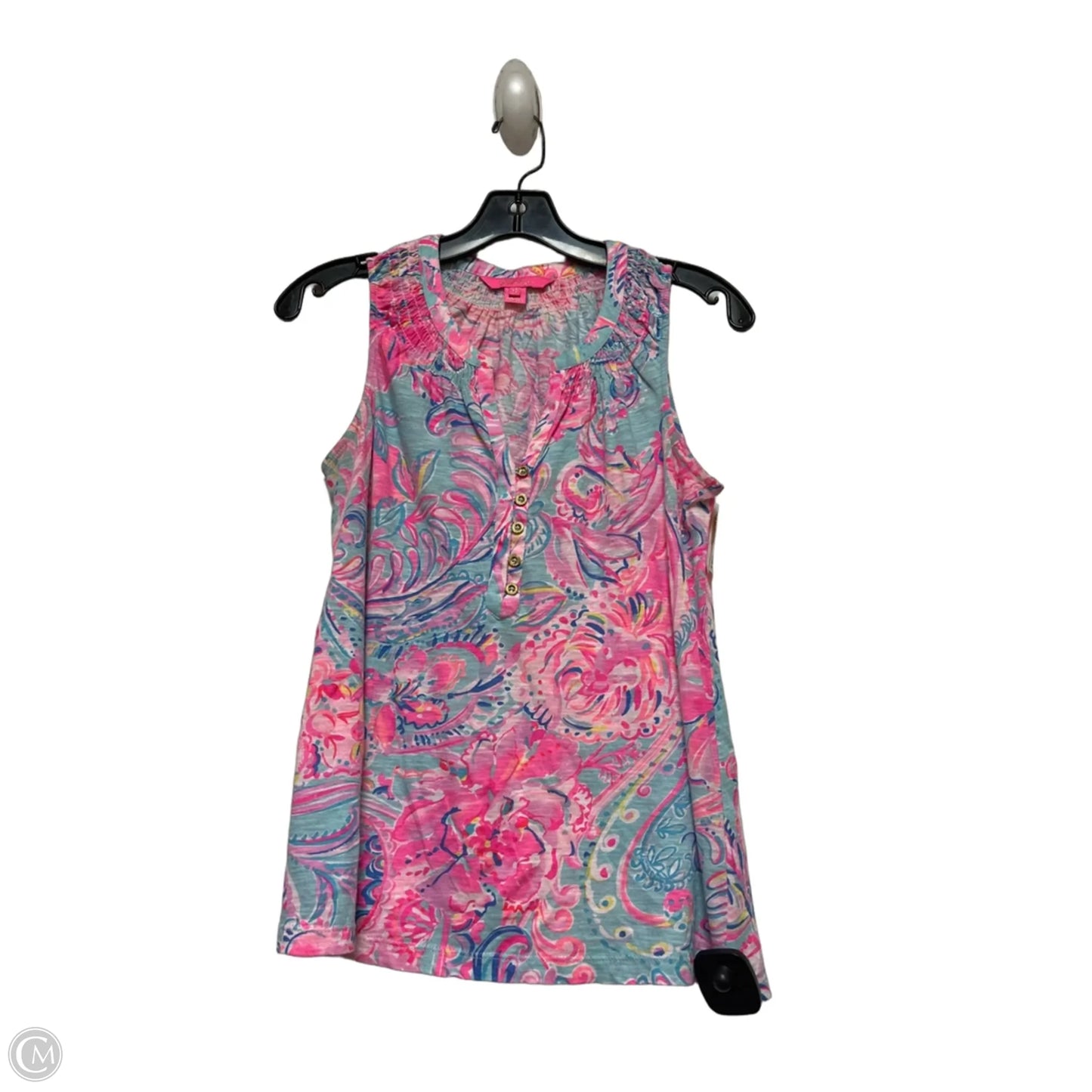 Top Sleeveless Designer By Lilly Pulitzer In Blue & Pink, Size: Xs
