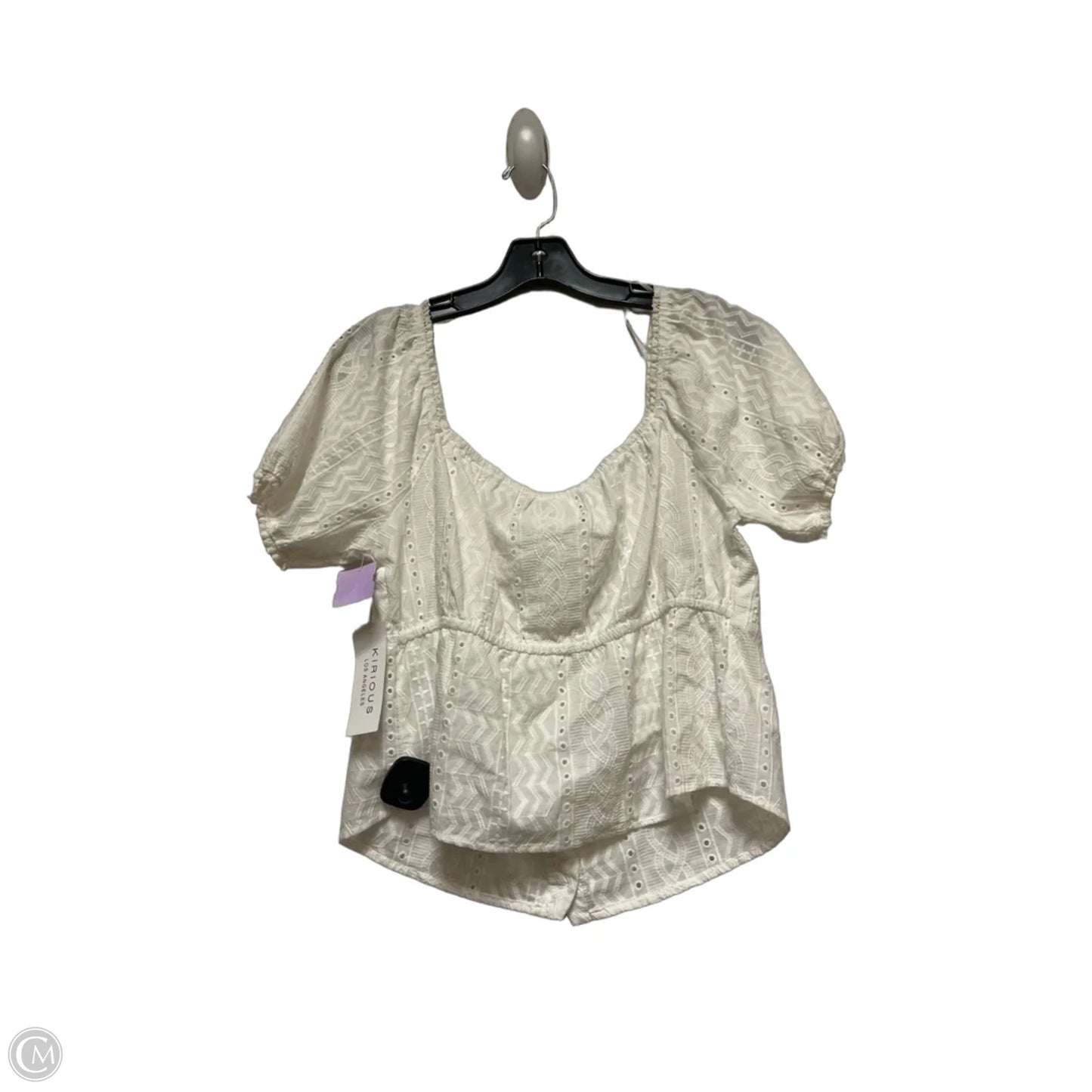 Top Short Sleeve By Kirious In White, Size: L