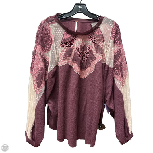 Top Long Sleeve By Free People In Purple & Tan, Size: M