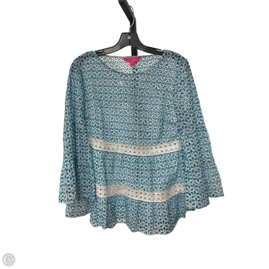 Top Long Sleeve Designer By Lilly Pulitzer In Blue & White, Size: S
