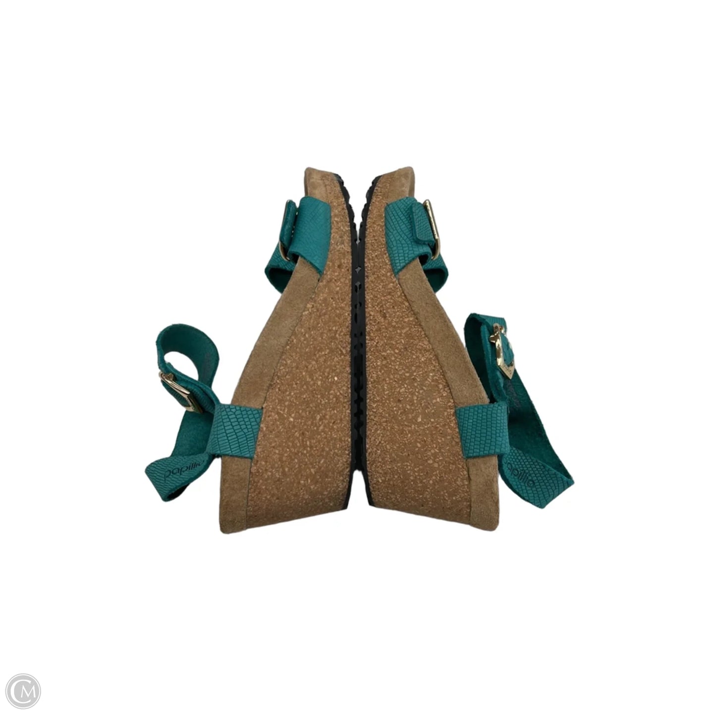 Sandals Heels Wedge By Birkenstock In Blue & Tan, Size: 6