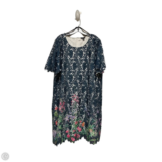 Dress Casual Midi By Nina Leonard In Blue & White, Size: 3x