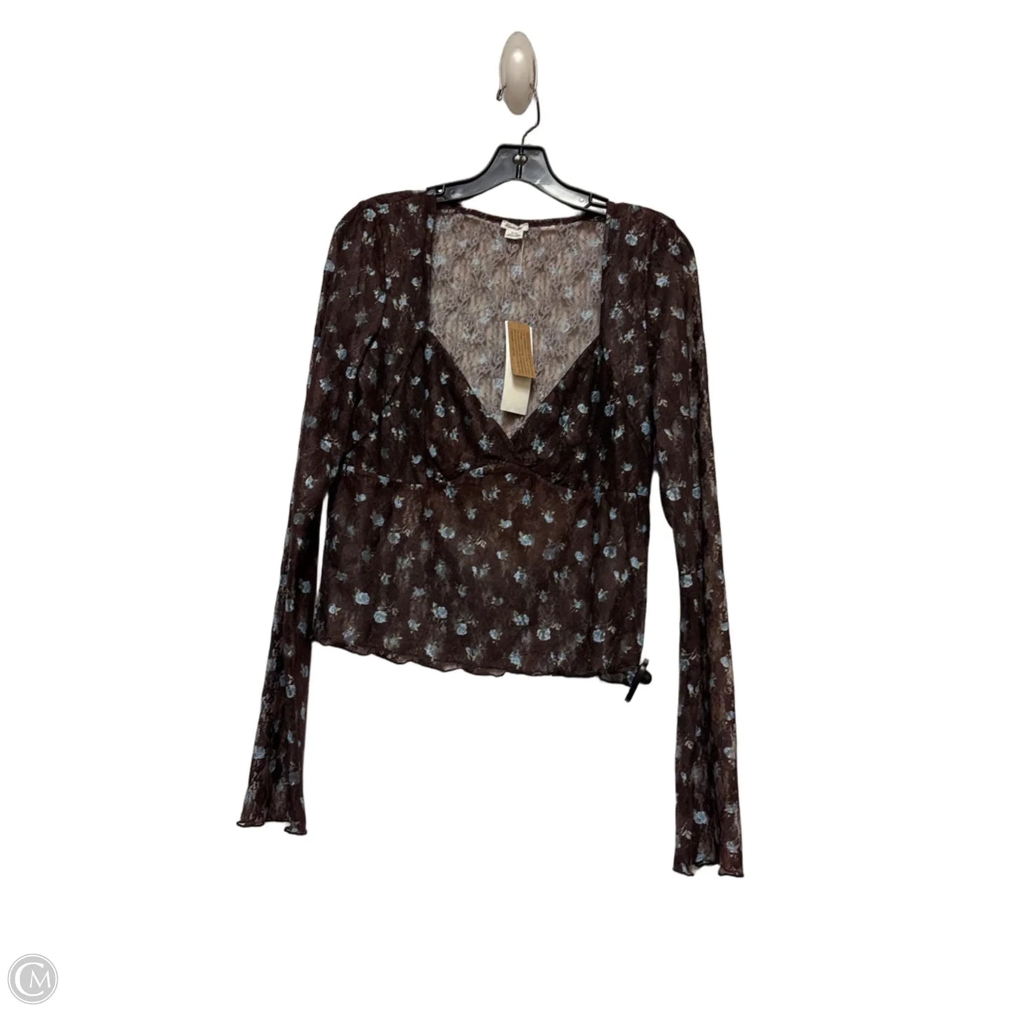 Top Long Sleeve By Kimichi Blue In Blue & Brown, Size: Xl