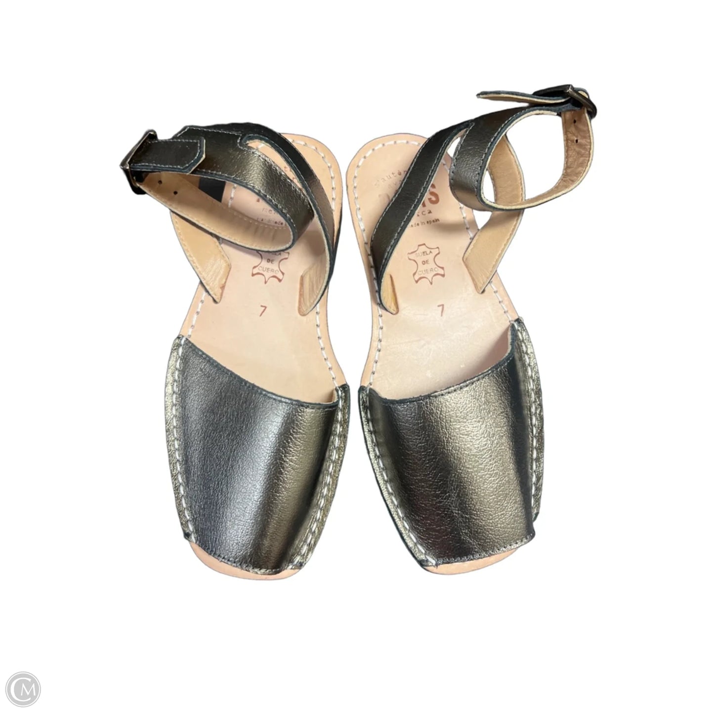 Sandals Heels Block By Clothes Mentor In Bronze, Size: 7