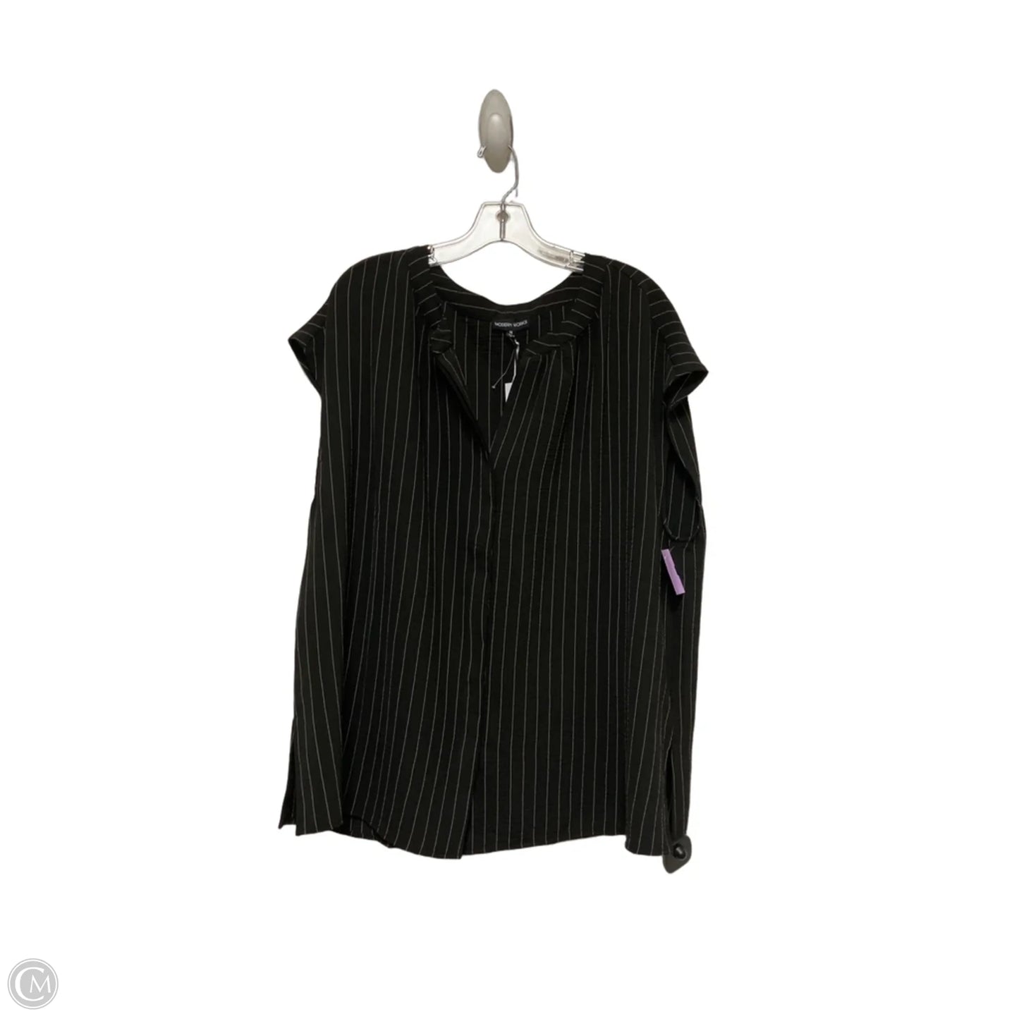 Top Short Sleeve By Modern Works In Striped Pattern, Size: 1x