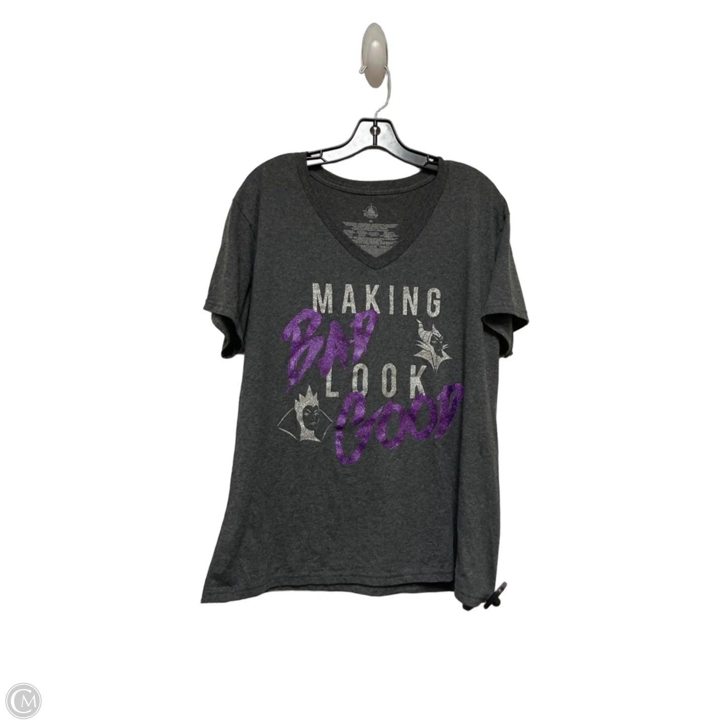 Top Short Sleeve Basic By Disney Store In Grey & Purple, Size: 2x