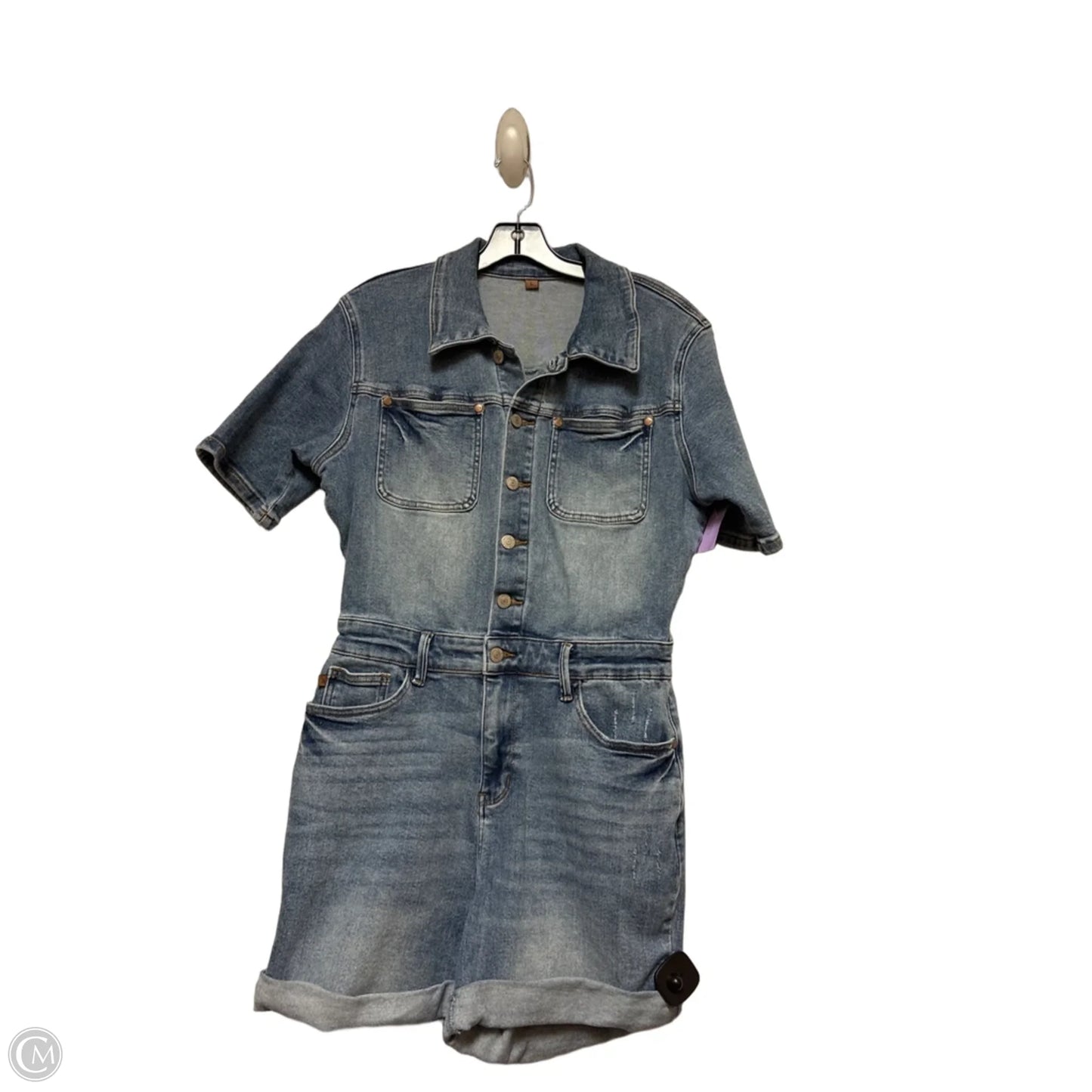 Romper By Judy Blue In Blue Denim, Size: L