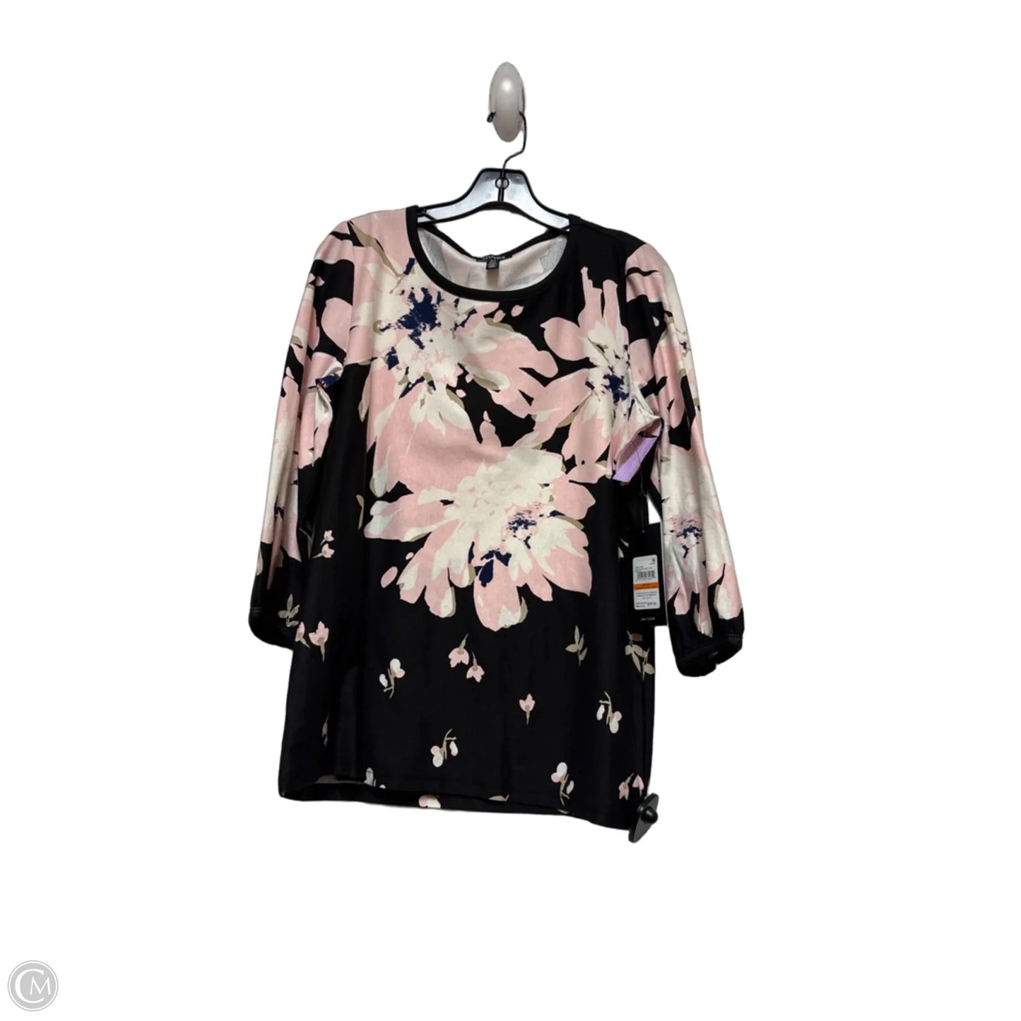 Top Long Sleeve By Jones New York In Black & Pink, Size: S