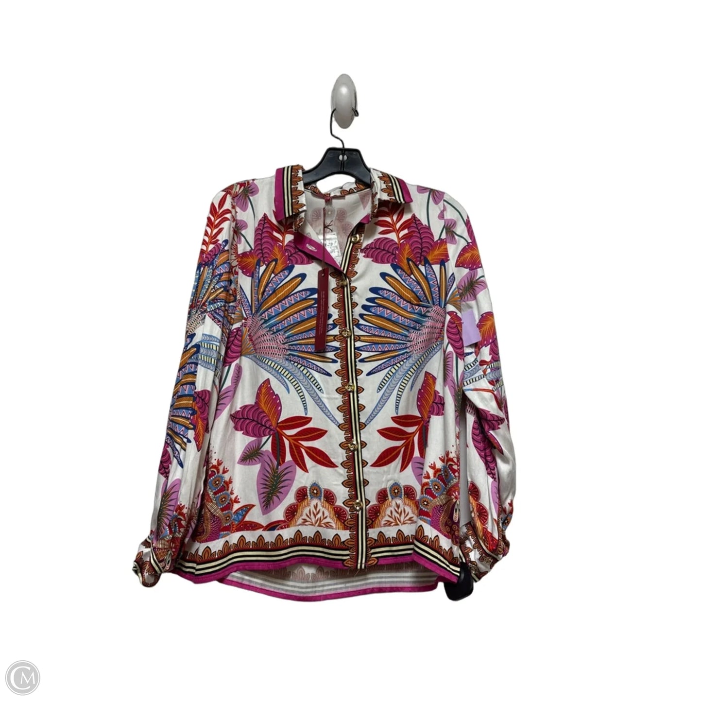 Top Long Sleeve By Clothes Mentor In Pink & White, Size: S