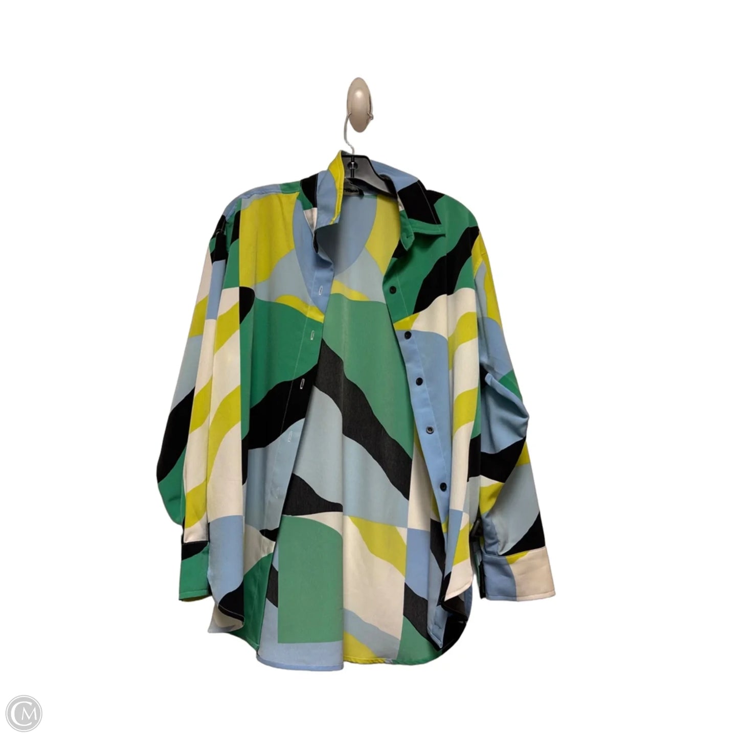 Top Long Sleeve Designer By Karl Lagerfeld In Blue & Green, Size: S