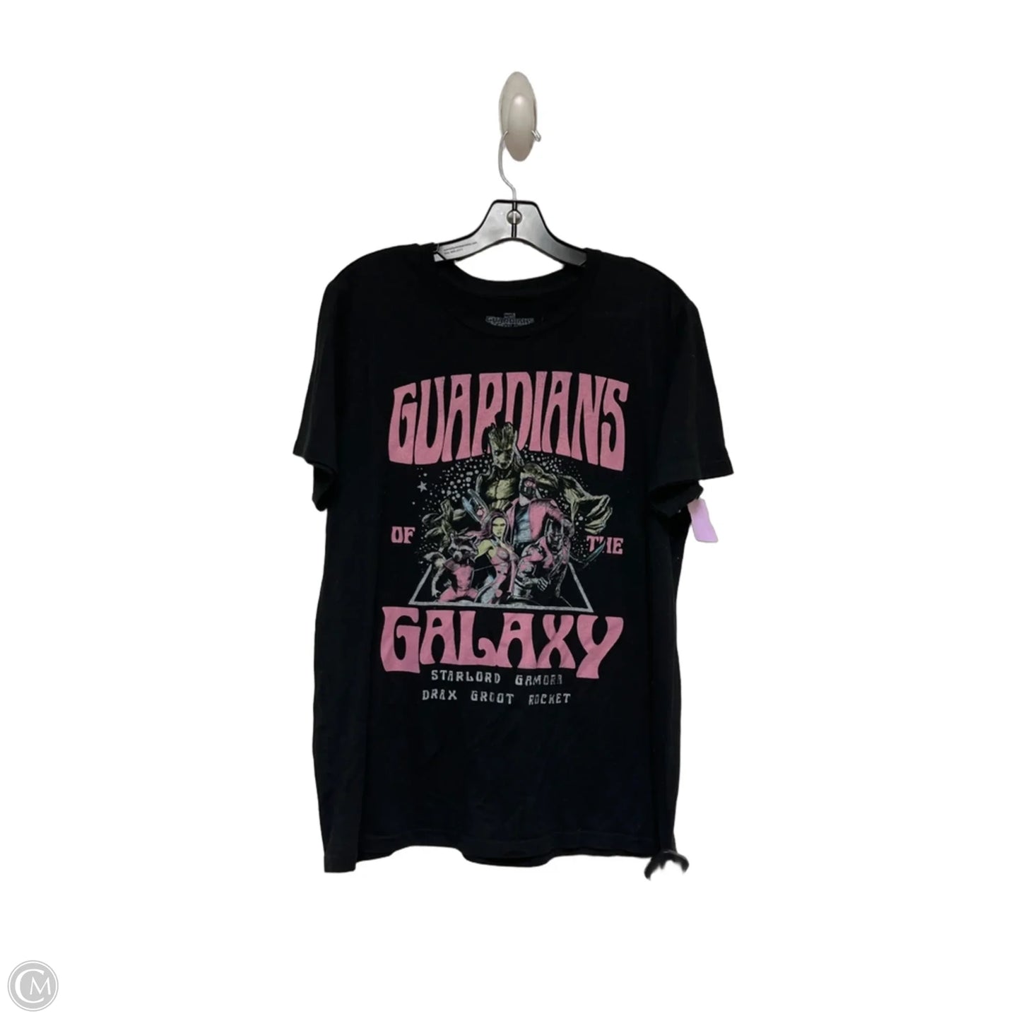 Top Short Sleeve Basic By Disney In Black & Pink, Size: L