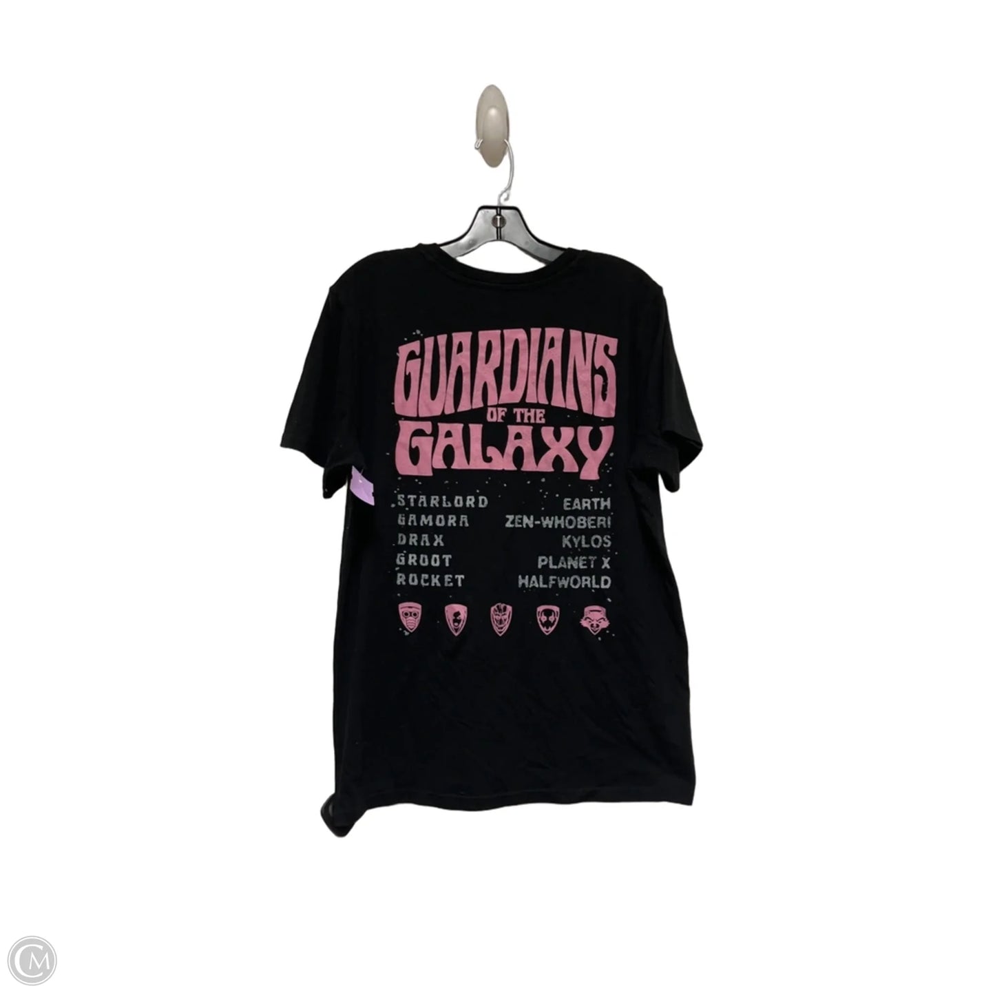 Top Short Sleeve Basic By Disney In Black & Pink, Size: L