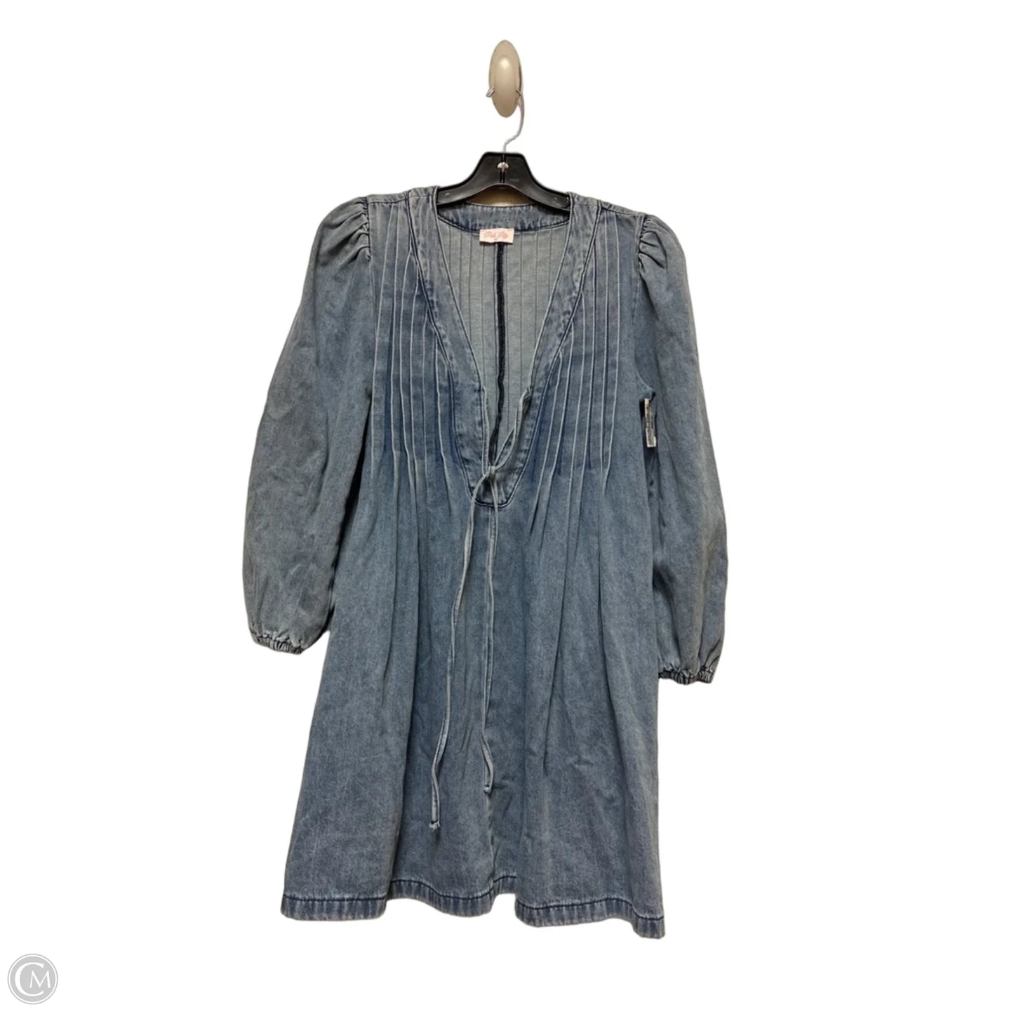 Dress Casual Short By Pink Lily In Blue Denim, Size: M