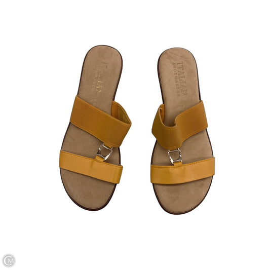 Sandals Heels Wedge By Italian Shoemakers In Yellow, Size: 10