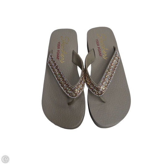 Sandals Flip Flops By Skechers In Grey, Size: 8
