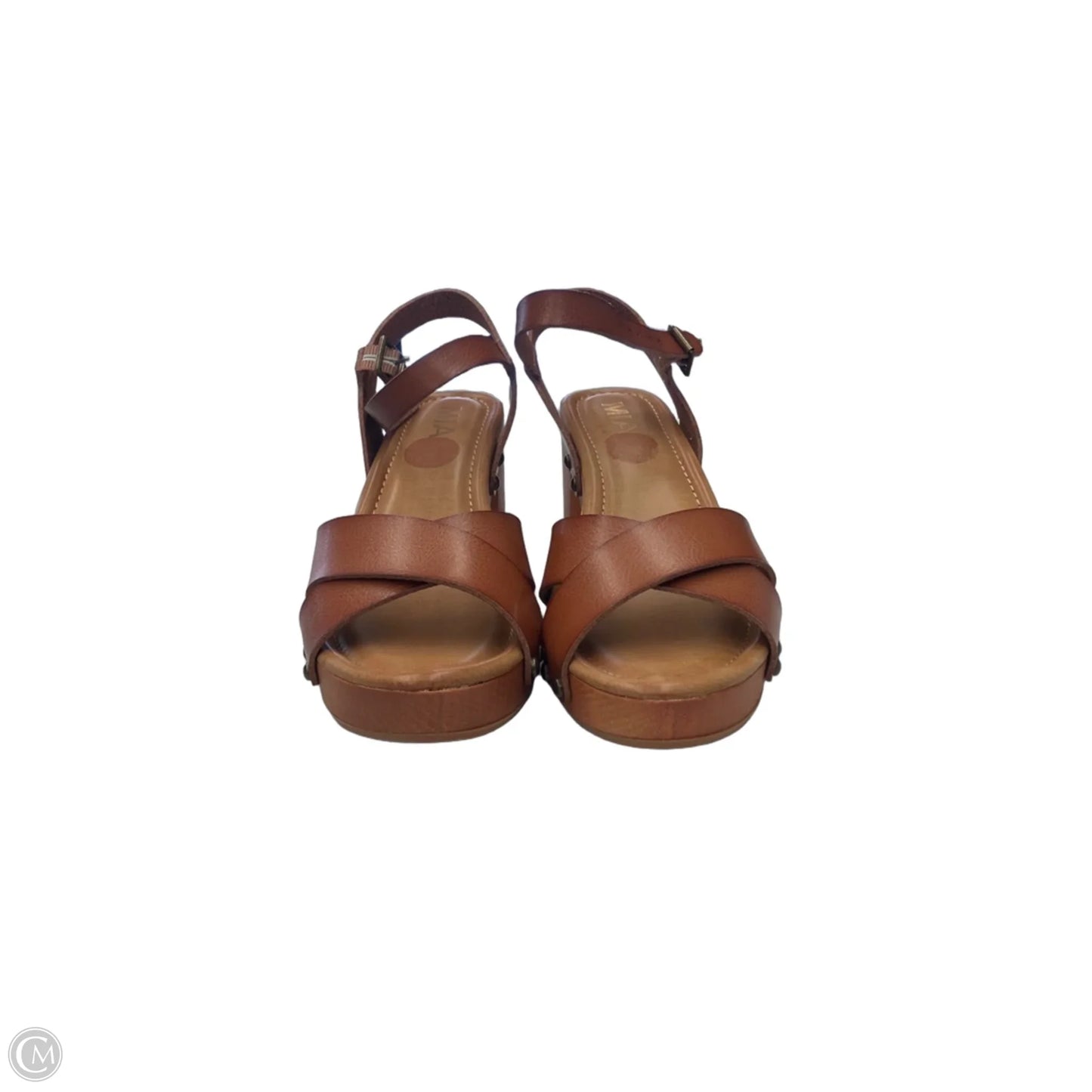 Sandals Heels Block By Mia In Tan, Size: 6