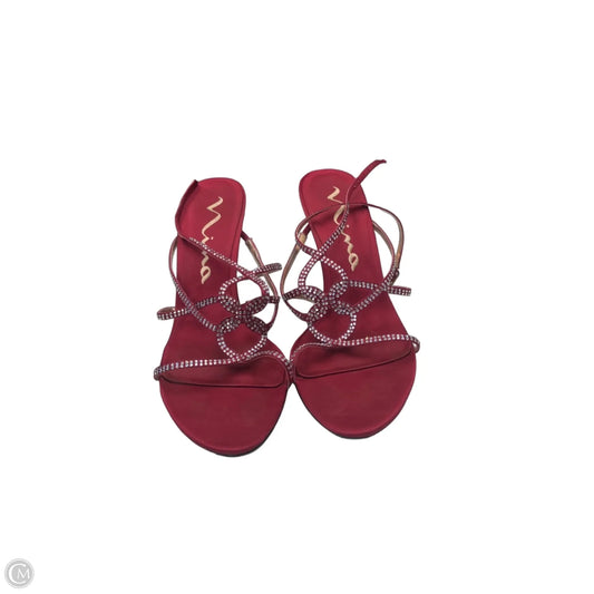 Sandals Heels Stiletto By Nina In Red, Size: 10