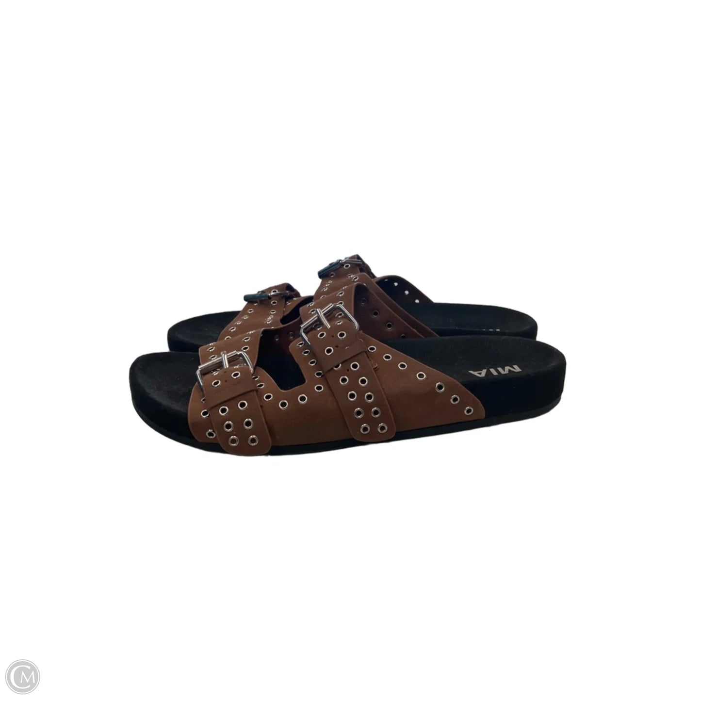 Sandals Flats By Mia In Black & Brown, Size: 11